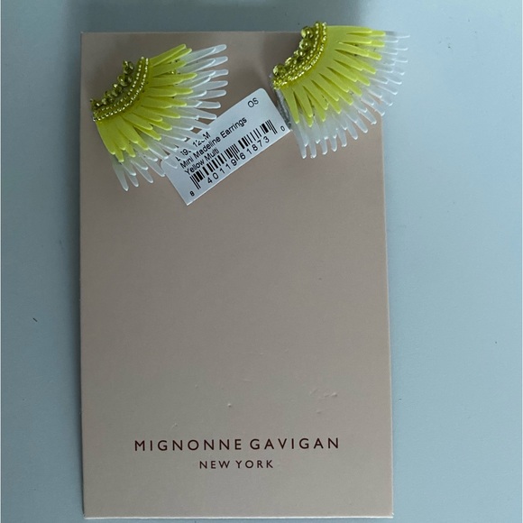 Mignonne Gavigan Mini Madeline Yellow and White Earrings NWT - Picture 3 of 4